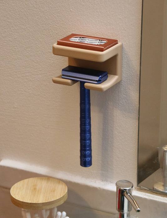 Wall Mounted Safety Razor Holder with Blade Storage