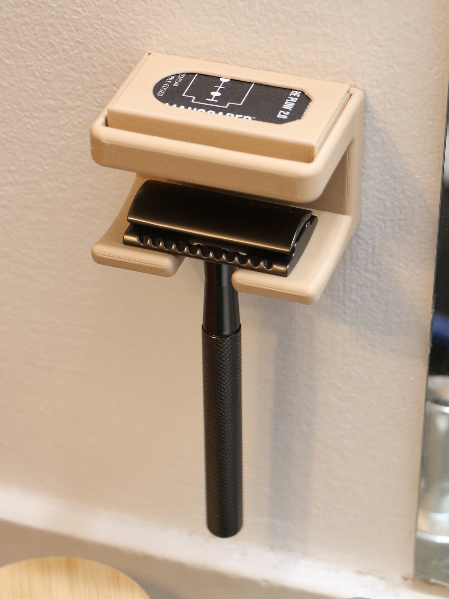 Wall Mounted Safety Razor Holder with Blade Storage